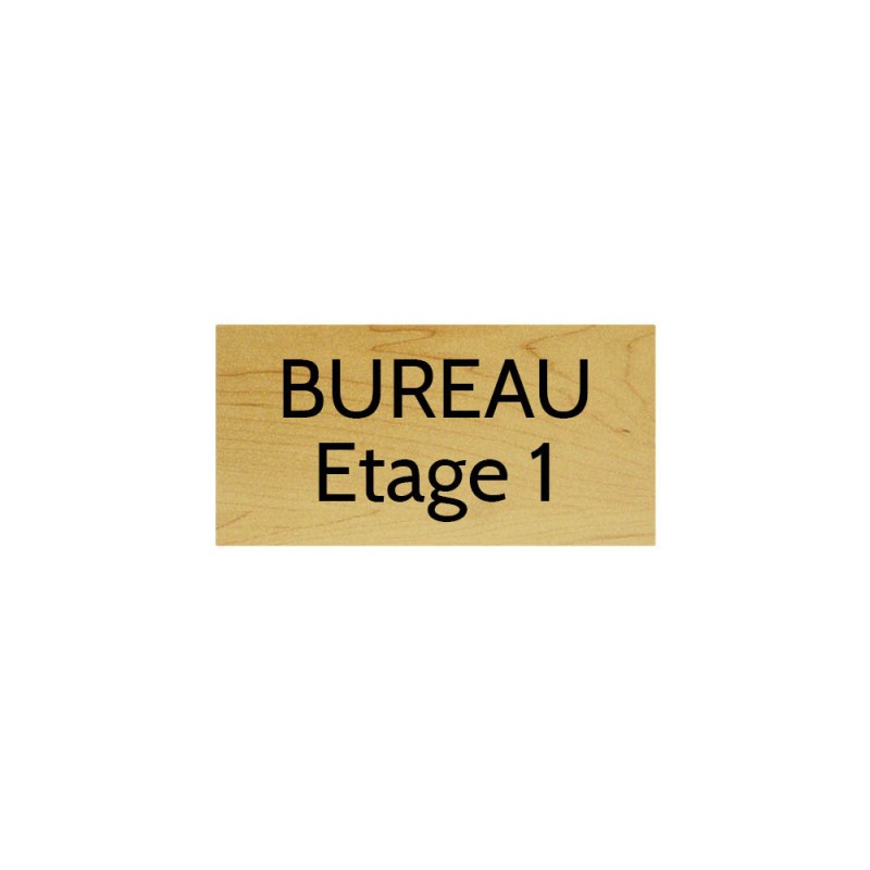 Plaque de porte gravée sur 1 à 2 lignes effet bois clair lettres noires - Format rectangle 75 x 150 mm Plaque de porte gravée sur 1 à 2 lignes effet bois clair lettres noires - Format rectangle 75 x 150 mm