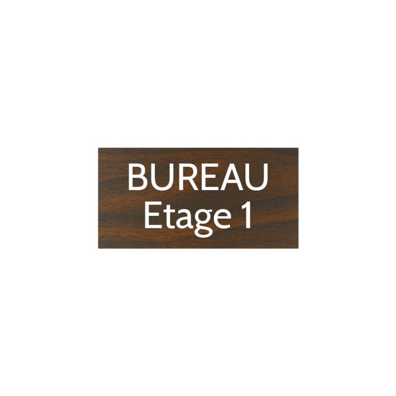 Plaque de porte gravée sur 1 à 2 lignes effet bois foncé lettres blanches - Format rectangle 75 x 150 mm Plaque de porte gravée sur 1 à 2 lignes effet bois foncé lettres blanches - Format rectangle 75 x 150 mm