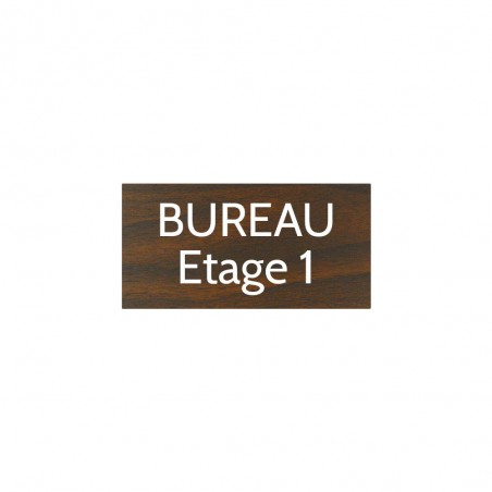 Plaque de porte gravée sur 1 à 2 lignes effet bois foncé lettres blanches - Format rectangle 75 x 150 mm