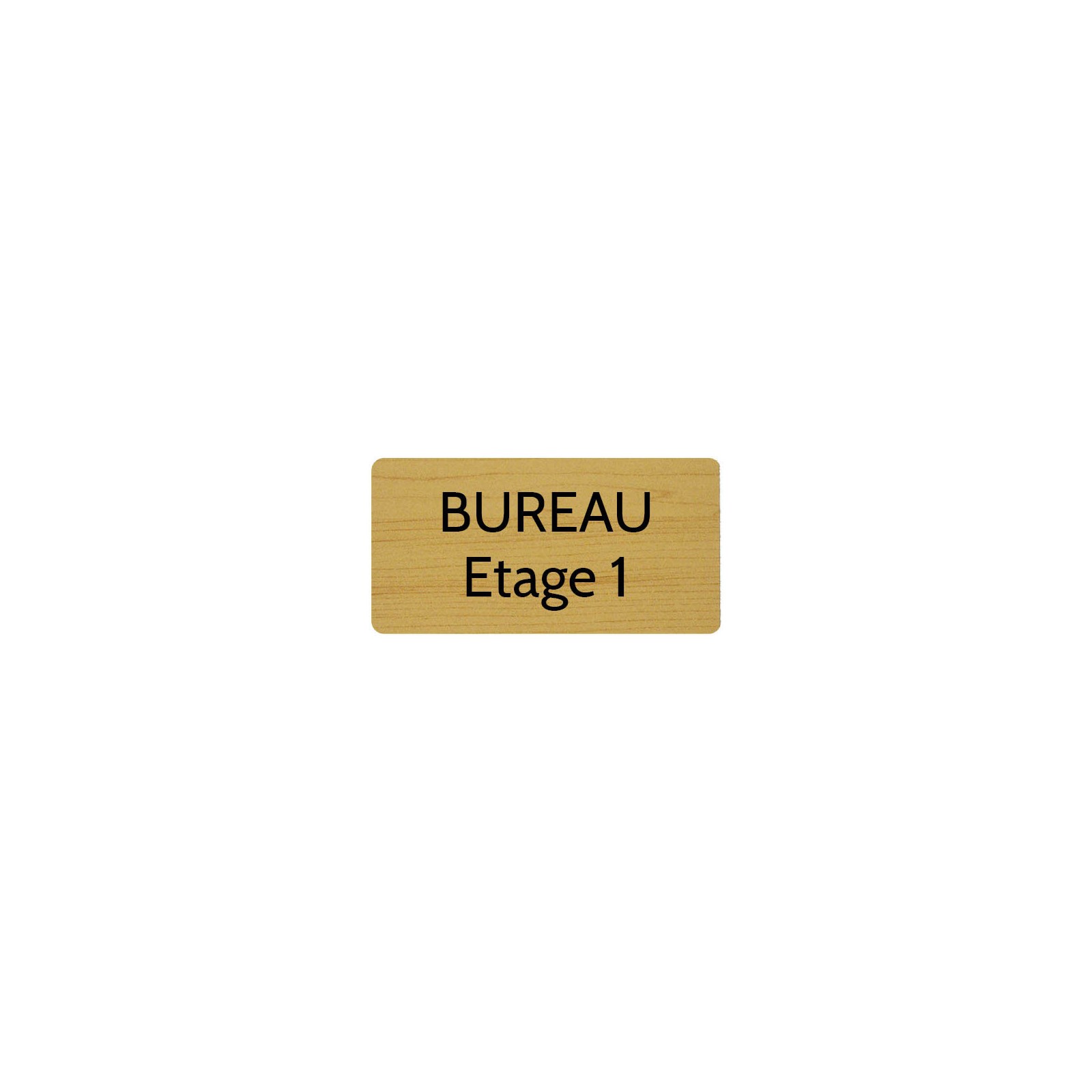 Plaque de porte gravée sur 1 à 2 lignes effet bois clair lettres noires - Rectangle angles arrondis 75 x 150 mm
