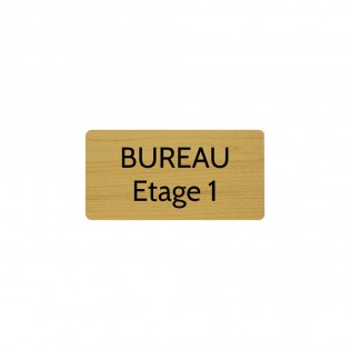 Plaque de porte gravée sur 1 à 2 lignes effet bois clair lettres noires - Rectangle angles arrondis 75 x 150 mm