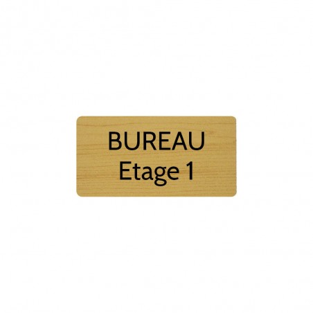 Plaque de porte gravée sur 1 à 2 lignes effet bois clair lettres noires - Rectangle angles arrondis 75 x 150 mm