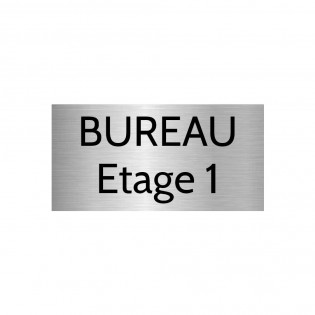 Plaque de porte gravée sur 1 à 2 lignes couleur gris argent lettres noires - Format rectangle 100 x 200 mm