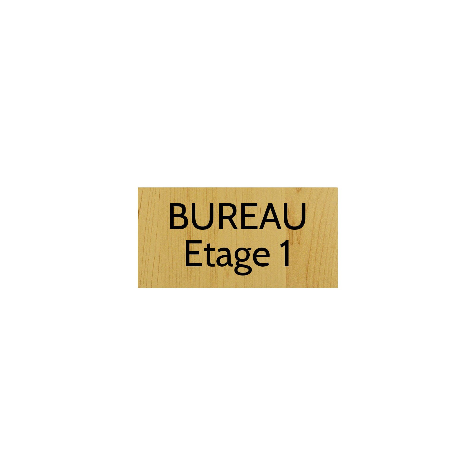 Plaque de porte gravée sur 1 à 2 lignes effet bois clair lettres noires - Format rectangle 100 x 200 mm