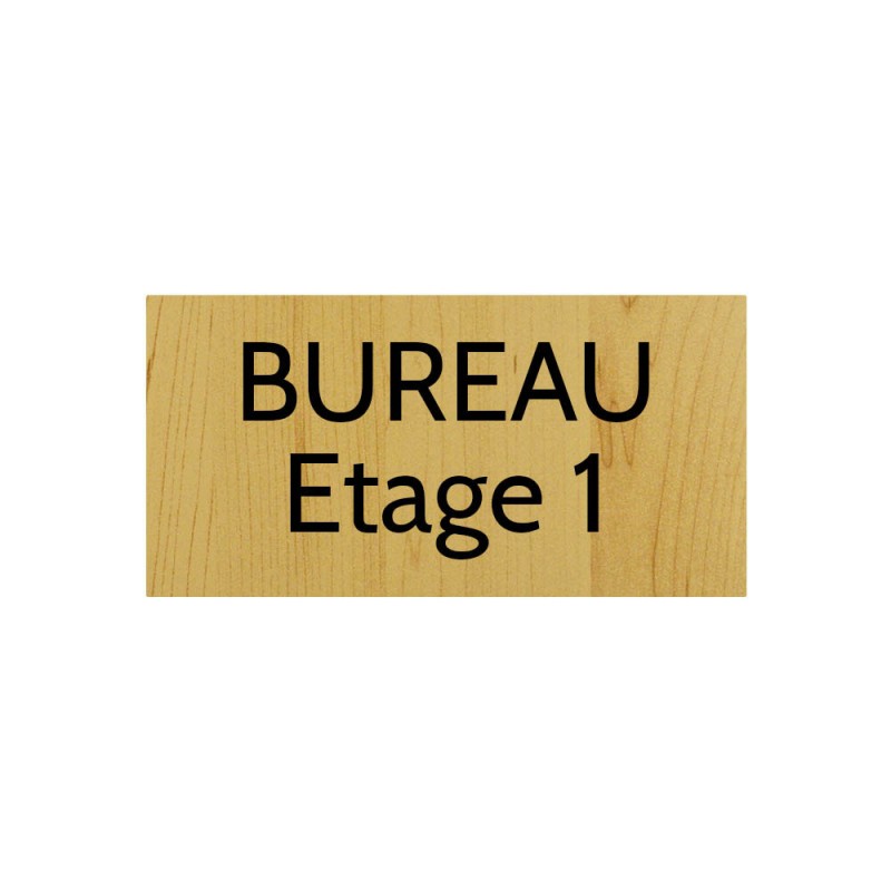 Plaque de porte gravée sur 1 à 2 lignes effet bois clair lettres noires - Format rectangle 100 x 200 mm Plaque de porte gravée sur 1 à 2 lignes effet bois clair lettres noires - Format rectangle 100 x 200 mm