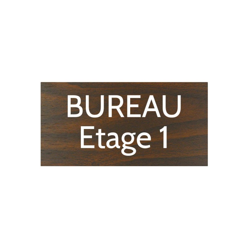 Plaque de porte gravée sur 1 à 2 lignes effet bois foncé lettres blanches - Format rectangle 100 x 200 mm Plaque de porte gravée sur 1 à 2 lignes effet bois foncé lettres blanches - Format rectangle 100 x 200 mm