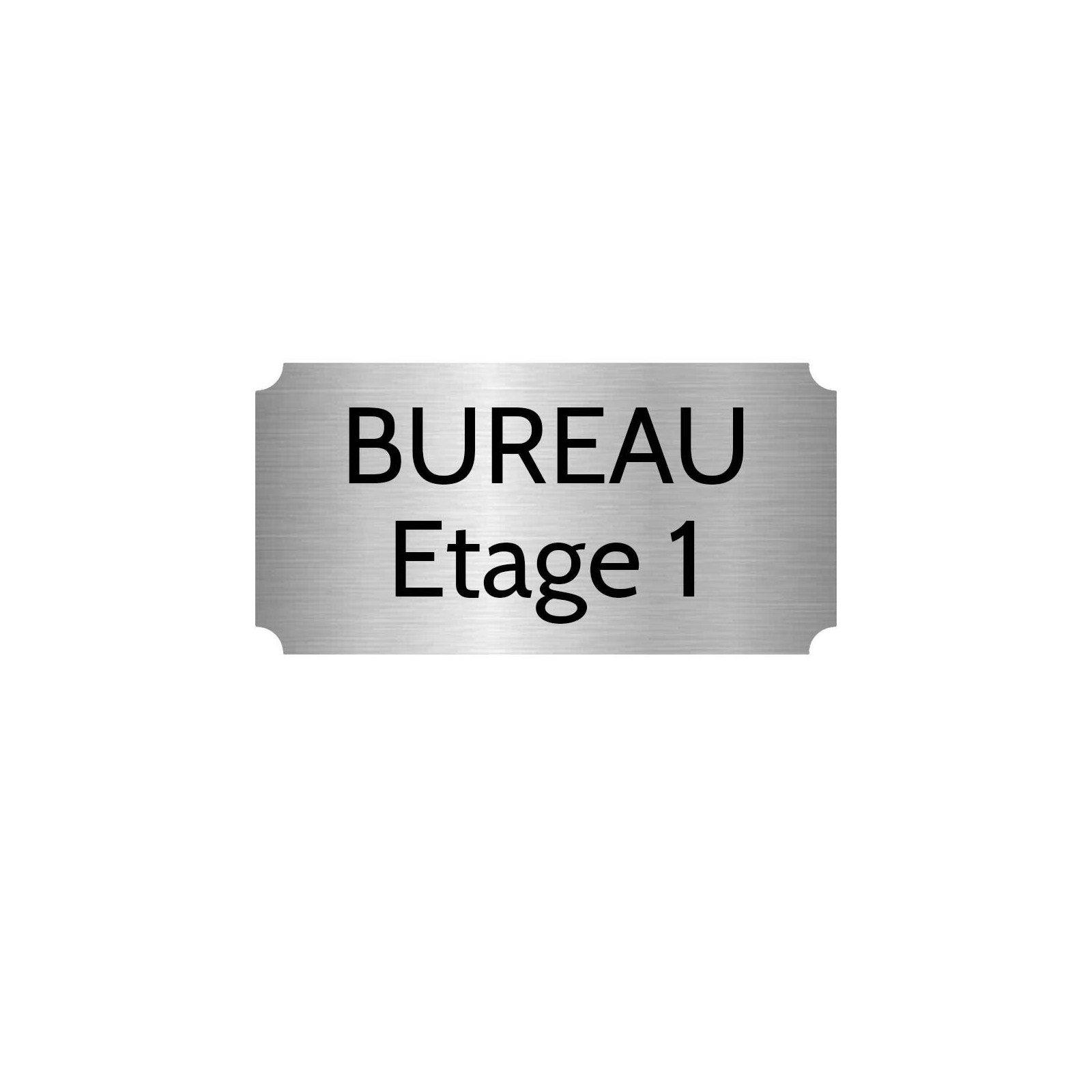 Plaque de porte gravée sur 1 à 2 lignes couleur gris argent lettres noires - Rectangle classique 125 x 250 mm
