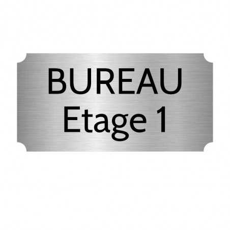 Plaque de porte gravée sur 1 à 2 lignes couleur gris argent lettres noires - Rectangle classique 125 x 250 mm