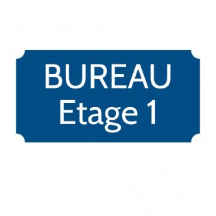 Plaque de porte gravée sur 1 à 2 lignes couleur bleue lettres blanches - Rectangle classique 125 x 250 mm