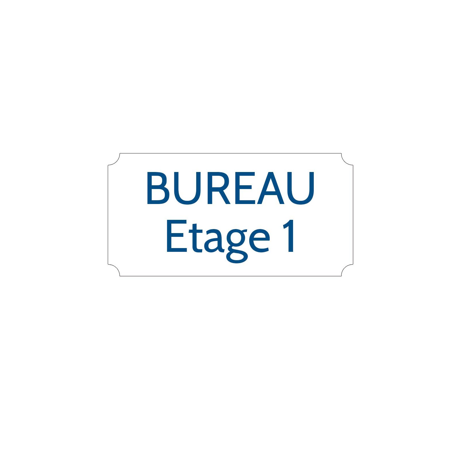 Plaque de porte gravée sur 1 à 2 lignes couleur blanche lettres bleues - Rectangle classique 125 x 250 mm