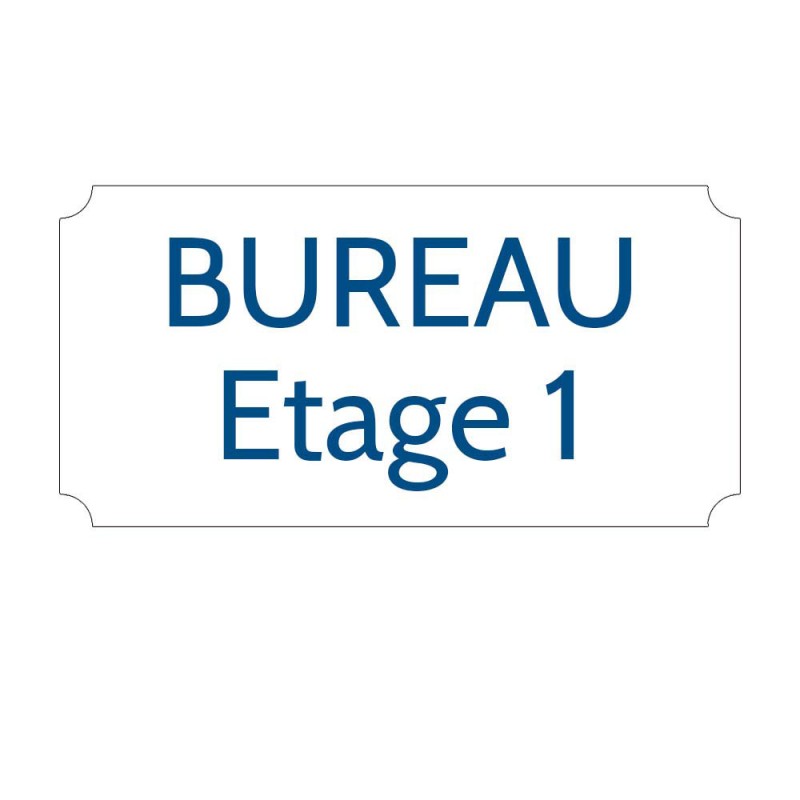 Plaque de porte gravée sur 1 à 2 lignes couleur blanche lettres bleues - Rectangle classique 125 x 250 mm