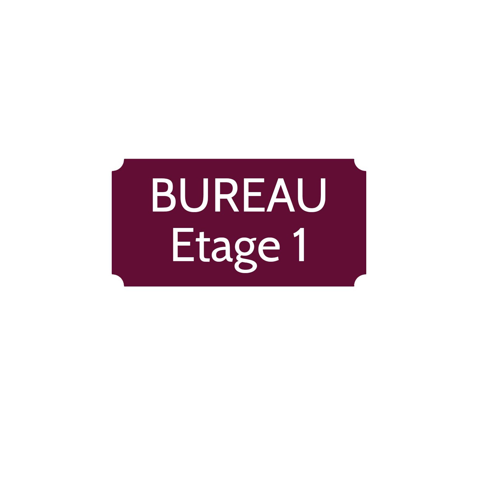 Plaque de porte gravée sur 1 à 2 lignes couleur bordeaux lettres blanches - Rectangle classique 125 x 250 mm