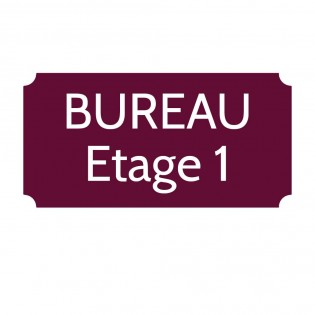 Plaque de porte gravée sur 1 à 2 lignes couleur bordeaux lettres blanches - Rectangle classique 125 x 250 mm