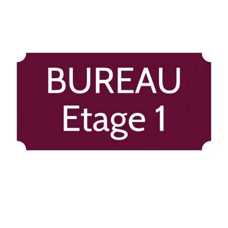 Plaque de porte gravée sur 1 à 2 lignes couleur bordeaux lettres blanches - Rectangle classique 125 x 250 mm