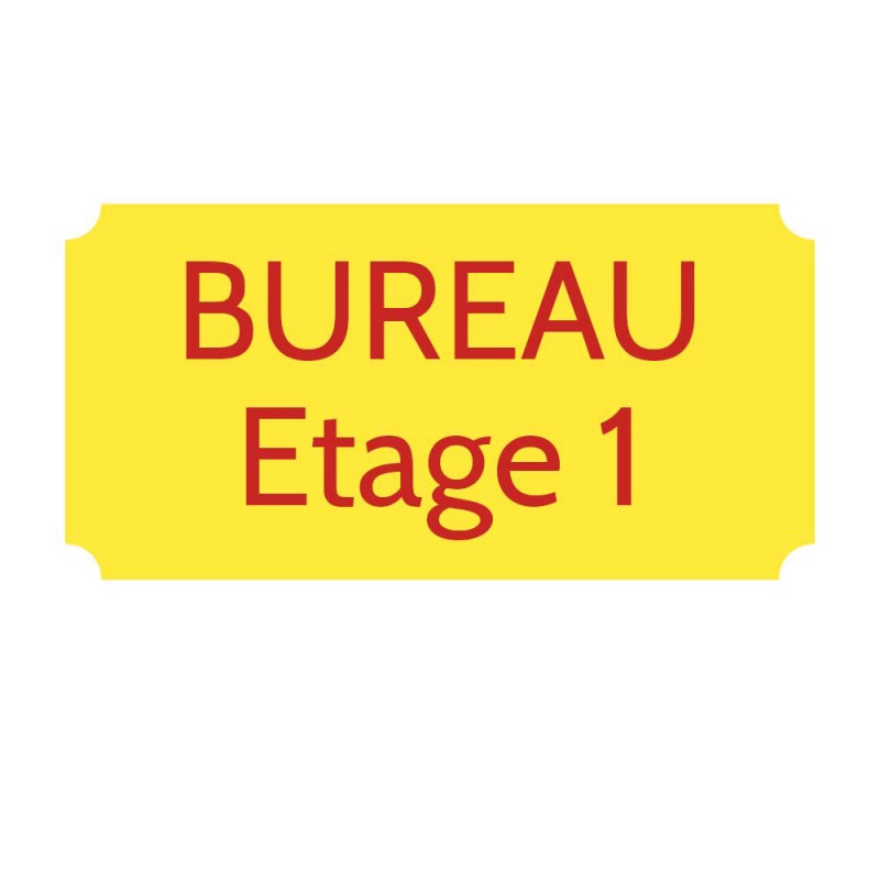 Plaque de porte gravée sur 1 à 2 lignes couleur Jaune lettres rouges - Rectangle classique 125 x 250 mm