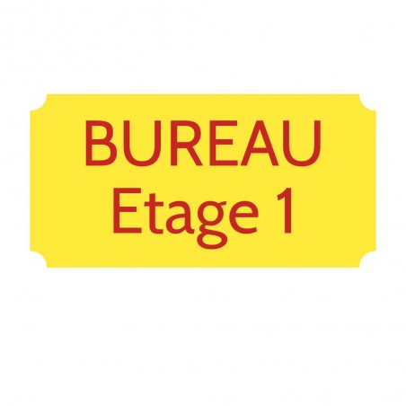 Plaque de porte gravée sur 1 à 2 lignes couleur Jaune lettres rouges - Rectangle classique 125 x 250 mm