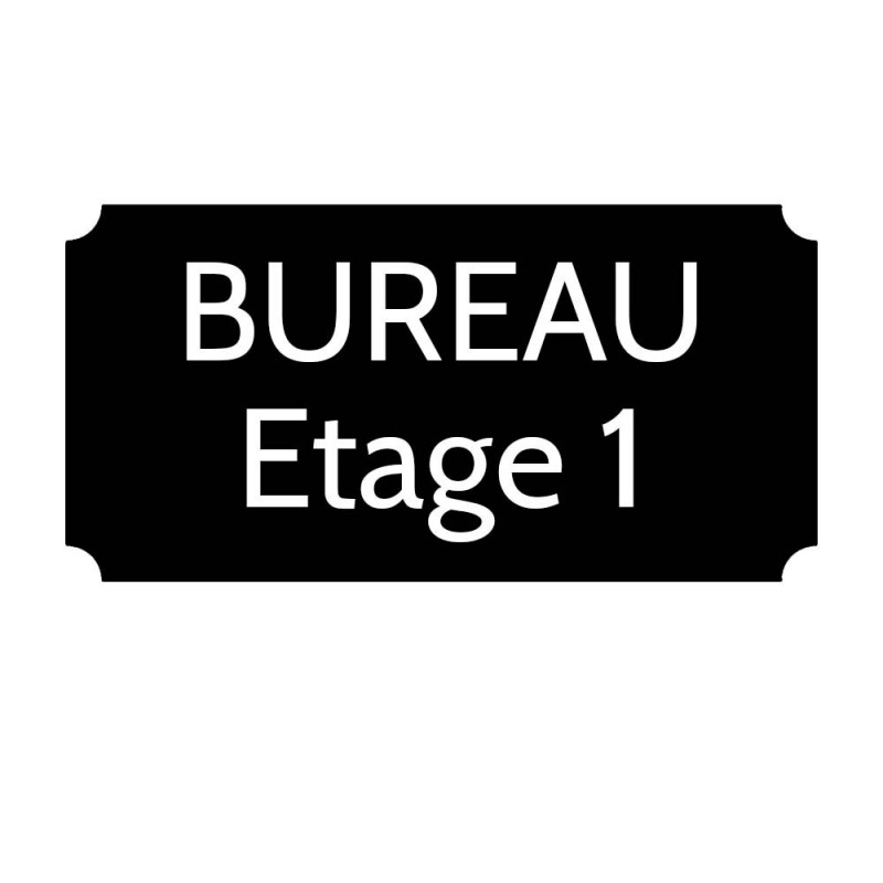 Plaque de porte gravée sur 1 à 2 lignes couleur noire lettres blanches - Rectangle classique 125 x 250 mm