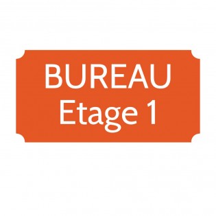 Plaque de porte gravée sur 1 à 2 lignes couleur orange lettres blanches - Rectangle classique 125 x 250 mm