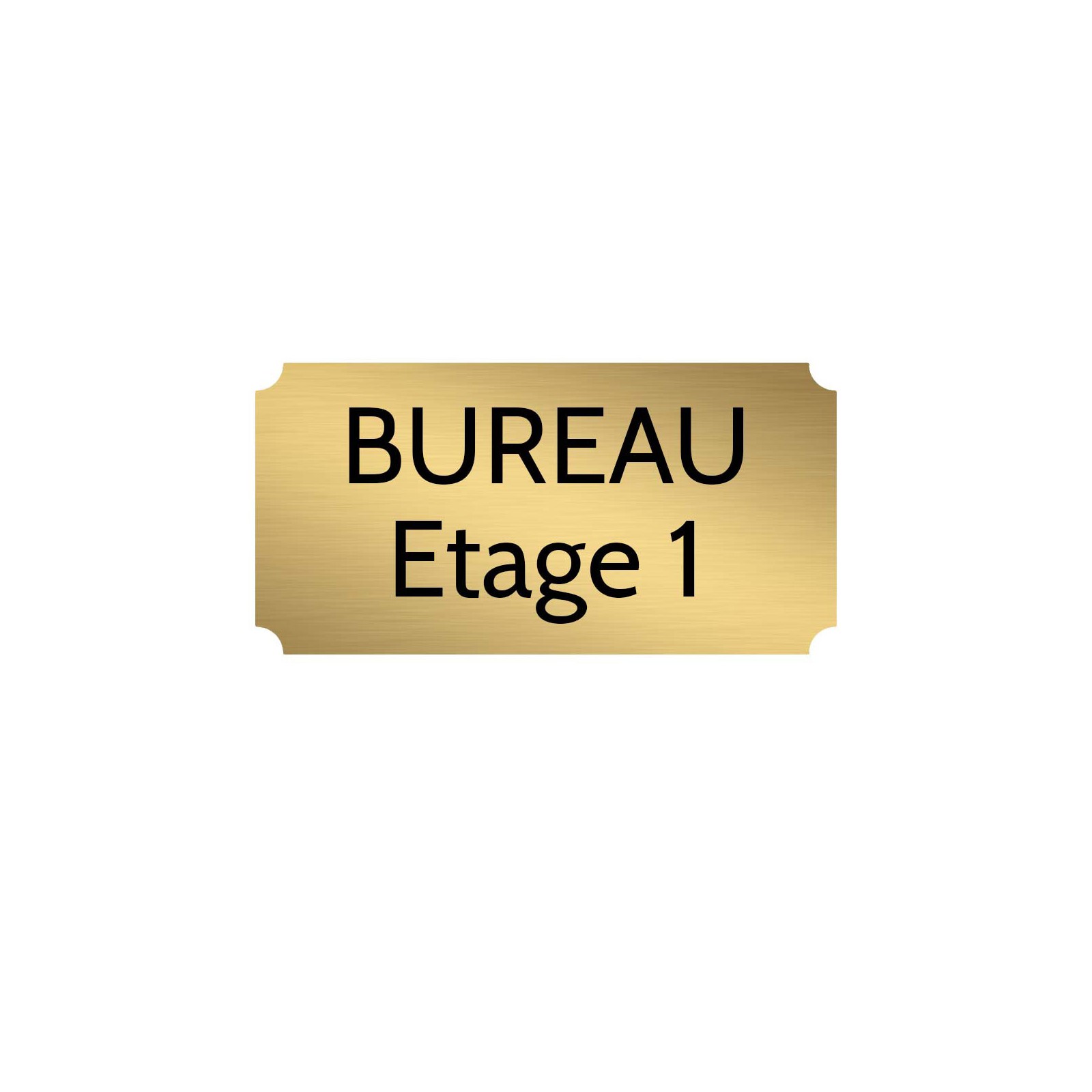 Plaque de porte gravée sur 1 à 2 lignes couleur or brossé lettres noires - Rectangle classique 125 x 250 mm
