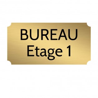 Plaque de porte gravée sur 1 à 2 lignes couleur or brossé lettres noires - Rectangle classique 125 x 250 mm