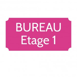 Plaque de porte gravée sur 1 à 2 lignes couleur rose lettres blanches - Rectangle classique 125 x 250 mm