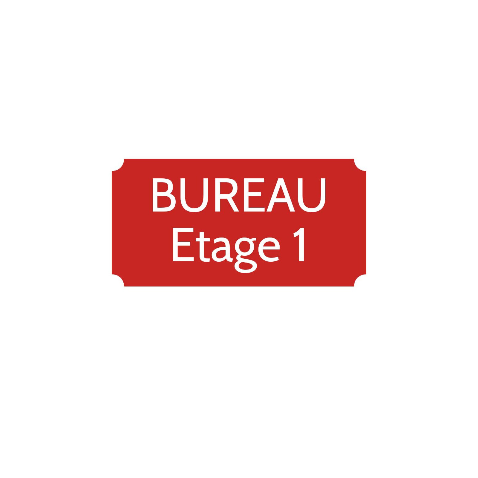 Plaque de porte gravée sur 1 à 2 lignes couleur rouge lettres blanches - Rectangle classique 125 x 250 mm