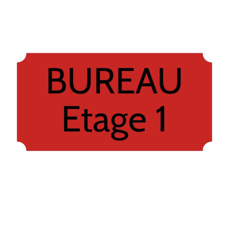 Plaque de porte gravée sur 1 à 2 lignes couleur rouge lettres noires - Rectangle classique 125 x 250 mm