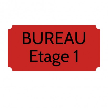 Plaque de porte gravée sur 1 à 2 lignes couleur rouge lettres noires - Rectangle classique 125 x 250 mm