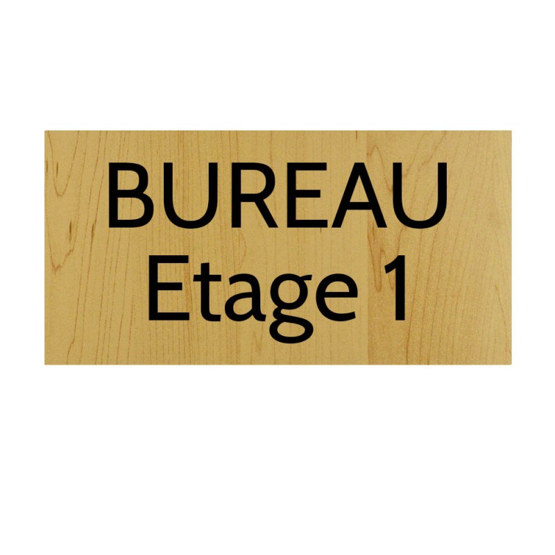 Plaque de porte gravée sur 1 à 2 lignes effet bois clair lettres noires - Format rectangle 125 x 250 mm Plaque de porte gravée sur 1 à 2 lignes effet bois clair lettres noires - Format rectangle 125 x 250 mm