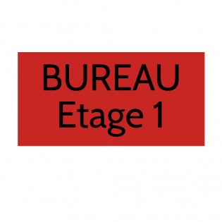 Plaque de porte gravée sur 1 à 2 lignes couleur rouge lettres noires - Format rectangle 125 x 250 mm