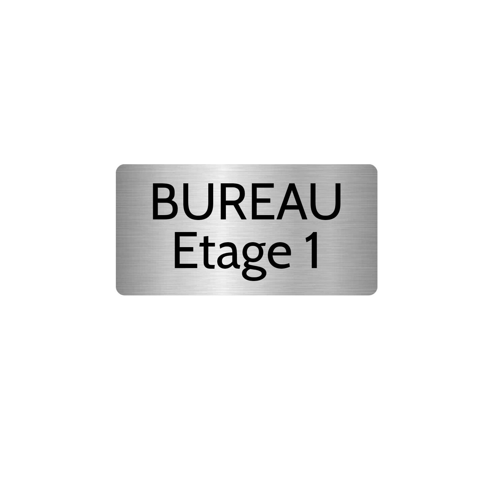 Plaque de porte gravée sur 1 à 2 lignes couleur gris argent lettres noires - Rectangle angles arrondis 125 x 250 mm