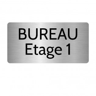 Plaque de porte gravée sur 1 à 2 lignes couleur gris argent lettres noires - Rectangle angles arrondis 125 x 250 mm