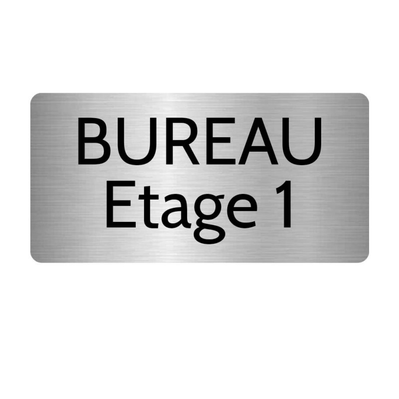 Plaque de porte gravée sur 1 à 2 lignes couleur gris argent lettres noires - Rectangle angles arrondis 125 x 250 mm