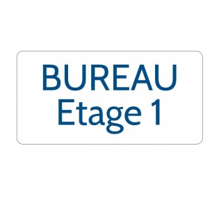 Plaque de porte gravée sur 1 à 2 lignes couleur blanche lettres bleues - Rectangle angles arrondis 125 x 250 mm
