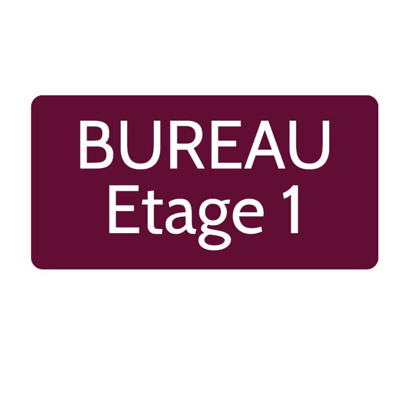 Plaque de porte gravée sur 1 à 2 lignes couleur bordeaux lettres blanches - Rectangle angles arrondis 125 x 250 mm