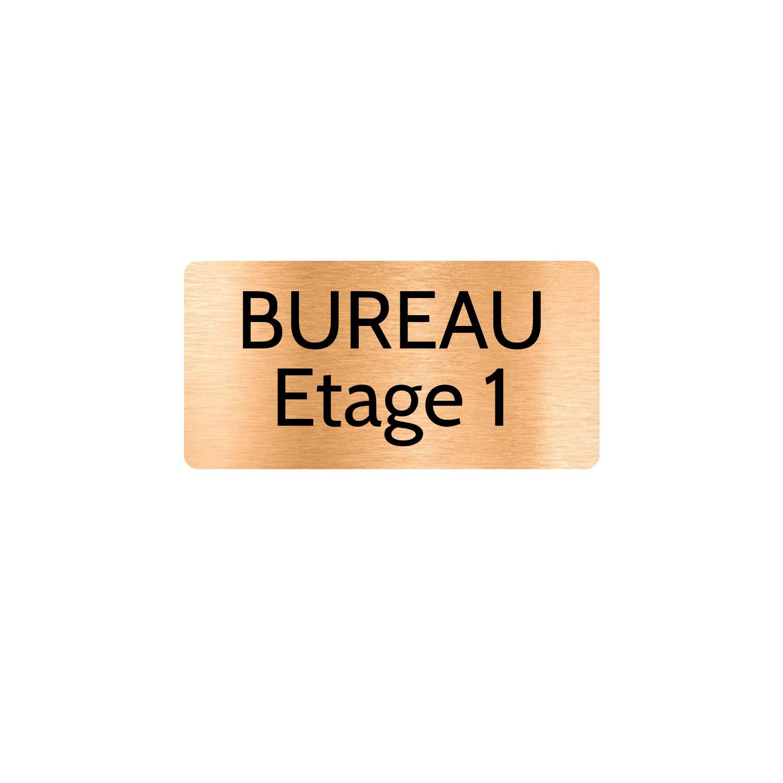 Plaque de porte gravée sur 1 à 2 lignes couleur cuivre lettres noires - Rectangle angles arrondis 125 x 250 mm