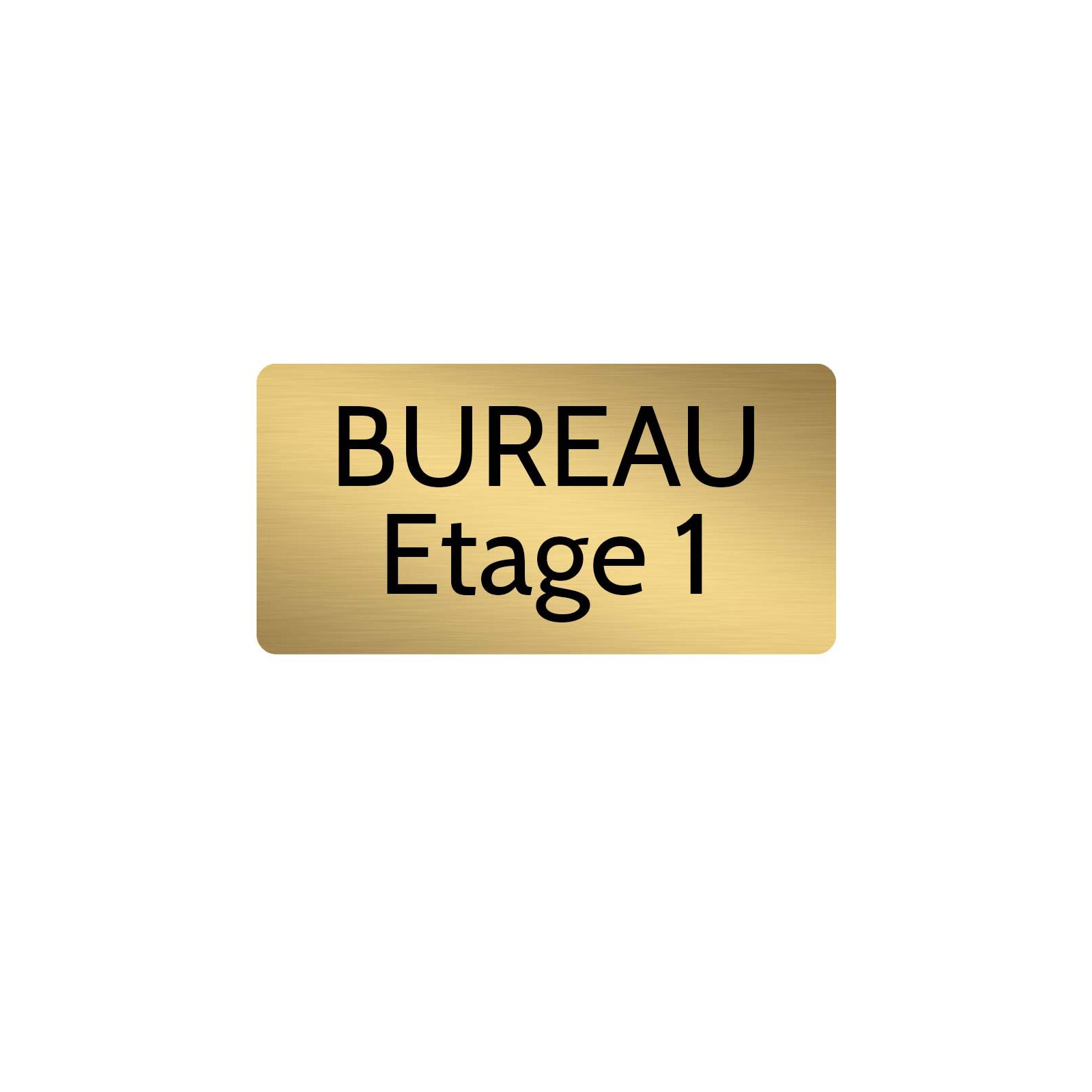 Plaque de porte gravée sur 1 à 2 lignes couleur or brossé lettres noires - Rectangle angles arrondis 125 x 250 mm