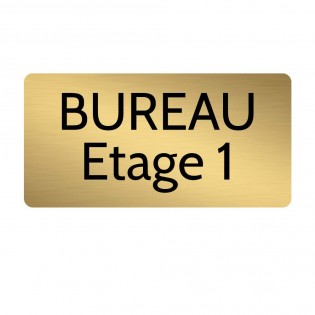 Plaque de porte gravée sur 1 à 2 lignes couleur or brossé lettres noires - Rectangle angles arrondis 125 x 250 mm