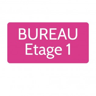 Plaque de porte gravée sur 1 à 2 lignes couleur rose lettres blanches - Rectangle angles arrondis 125 x 250 mm