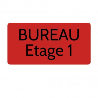 Plaque de porte gravée sur 1 à 2 lignes couleur rouge lettres noires - Rectangle angles arrondis 125 x 250 mm