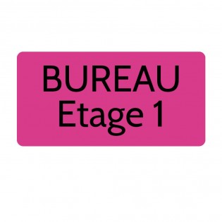Plaque de porte gravée sur 1 à 2 lignes couleur rose lettres noires - Rectangle angles arrondis 125 x 250 mm