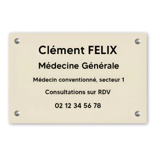 Plaque professionnelle personnalisée en PVC pour médecin - 1 à 5 lignes de texte - Format 30 x 20 cm