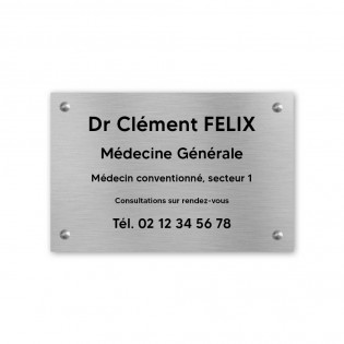 Plaque professionnelle personnalisée en PVC pour médecin - 1 à 5 lignes de texte - Format 30 x 20 cm