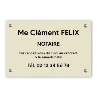 Plaque professionnelle personnalisée en PVC pour notaire, office notarial - 1 à 5 lignes de texte - Format 30 x 20 cm