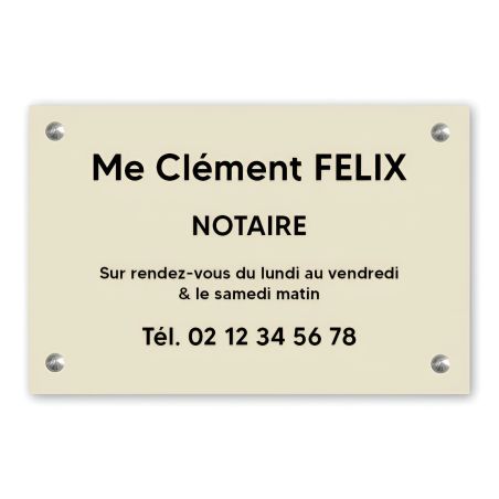 Plaque professionnelle personnalisée en PVC pour notaire, office notarial - 1 à 5 lignes de texte - Format 30 x 20 cm