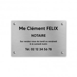 Plaque professionnelle personnalisée en PVC pour notaire, office notarial - 1 à 5 lignes de texte - Format 30 x 20 cm