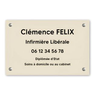 Plaque professionnelle personnalisée en PVC pour infirmière libérale - 1 à 5 lignes de texte - Format 30 x 20 cm