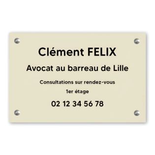 Plaque professionnelle personnalisée en PVC pour avocat, société d'avocats - 1 à 5 lignes de texte - Format 30 x 20 cm