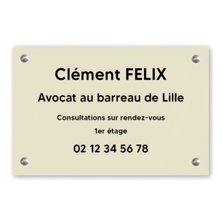 Plaque professionnelle personnalisée en PVC pour avocat, société d'avocats - 1 à 5 lignes de texte - Format 30 x 20 cm