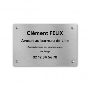 Plaque professionnelle personnalisée en PVC pour avocat, société d'avocats - 1 à 5 lignes de texte - Format 30 x 20 cm